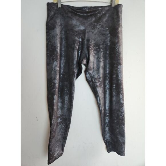 Athleta Women Metallic Black "Elation Ultra High Rise" Athletic Leggings size 1X - Picture 1 of 8